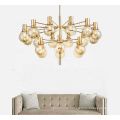 Modern glass Globe gold plated metal Chandelier Pendant Light